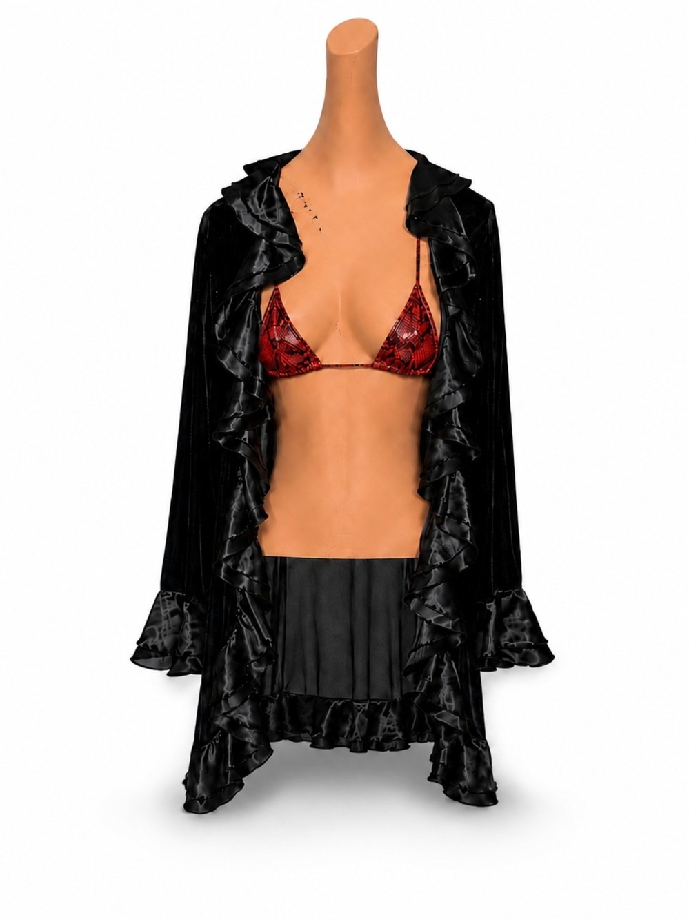 2000's Helen Steele Ruffled Satin Longsleeve/ Robe - Women's Size, Medium.